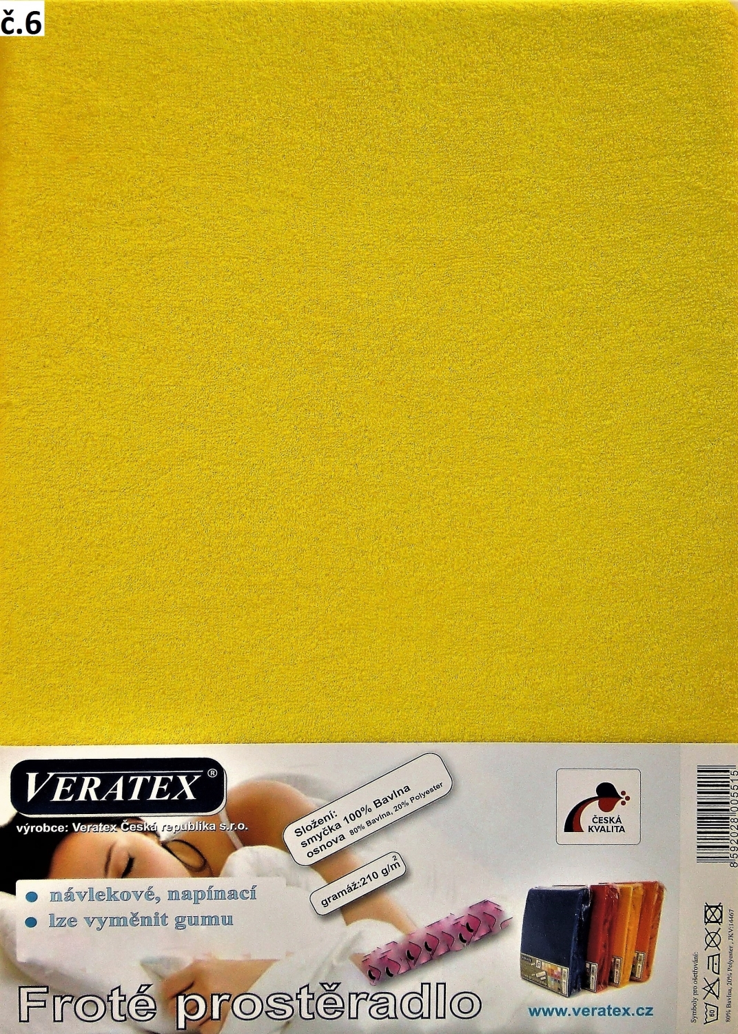 Veratex Froté prostěradlo jednolůžko 90x200/25cm (č. 6-stř.žluté)