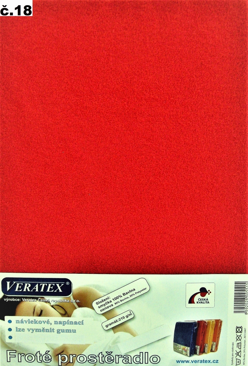 Veratex Froté prostěradlo jednolůžko 90x200/25cm (č.18-červené)