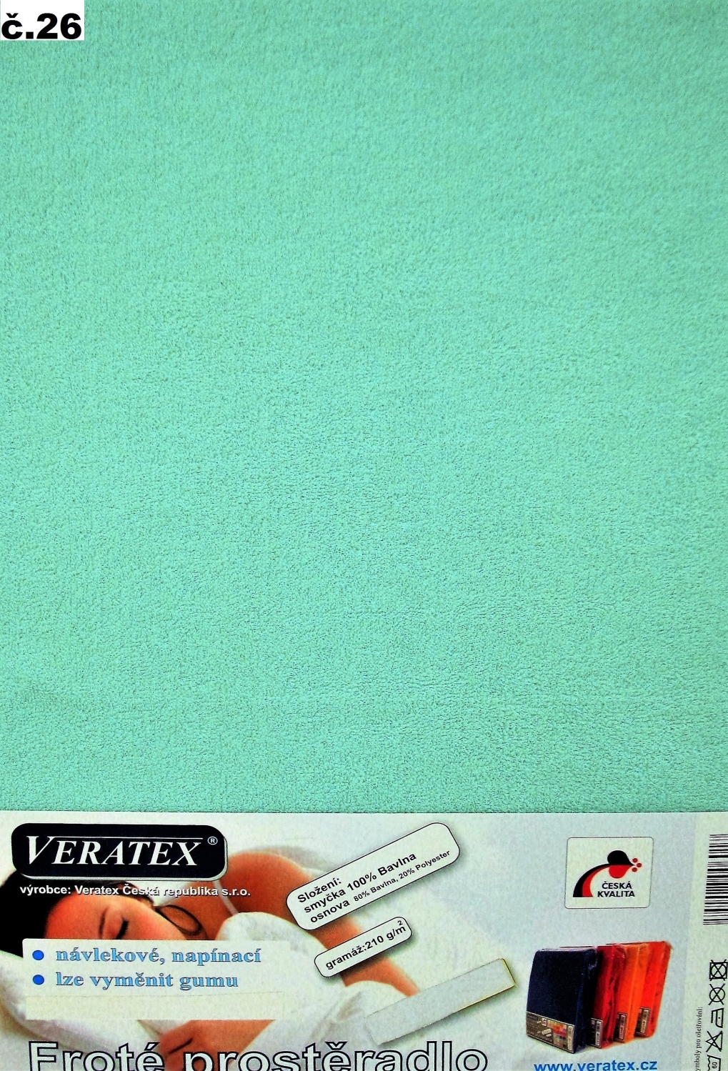Veratex Froté prostěradlo dvoulůžko 180x200/20 cm (č.26- tyrkysová)