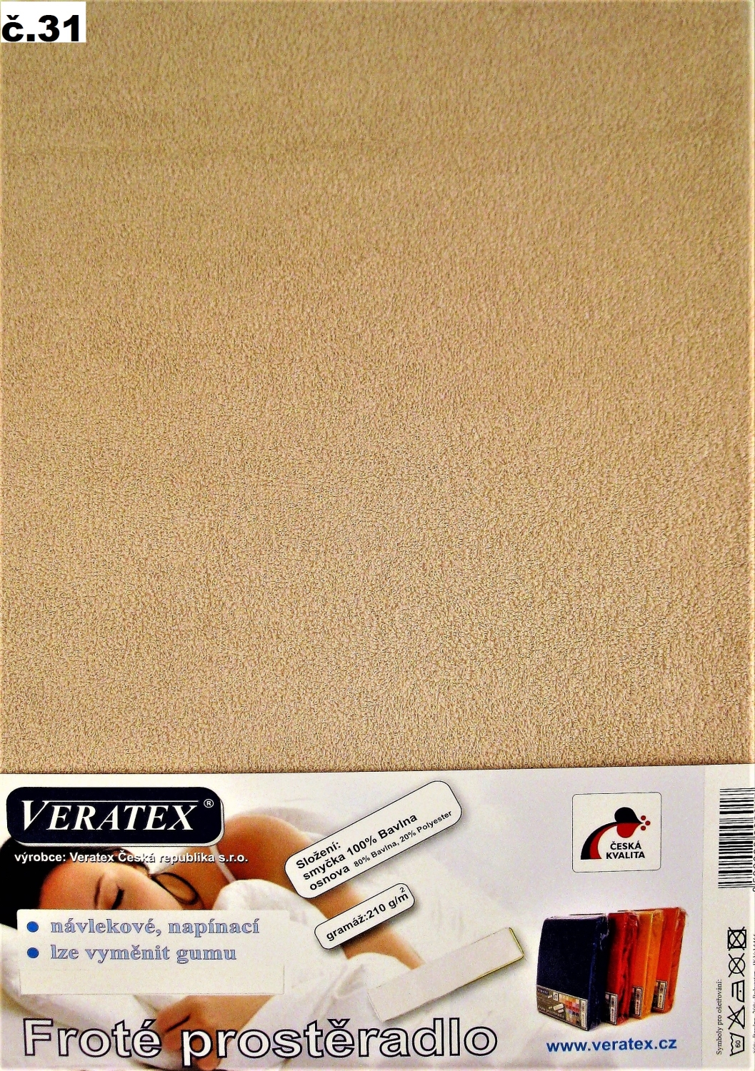 Veratex Froté prostěradlo dvoulůžko 180x200/20 cm (č.31- sv.hnědá)