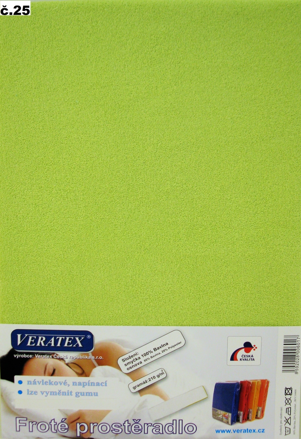 Veratex Froté prostěradlo 140x200/16 cm (č.25-žlutozelená) 140 x 200 cm