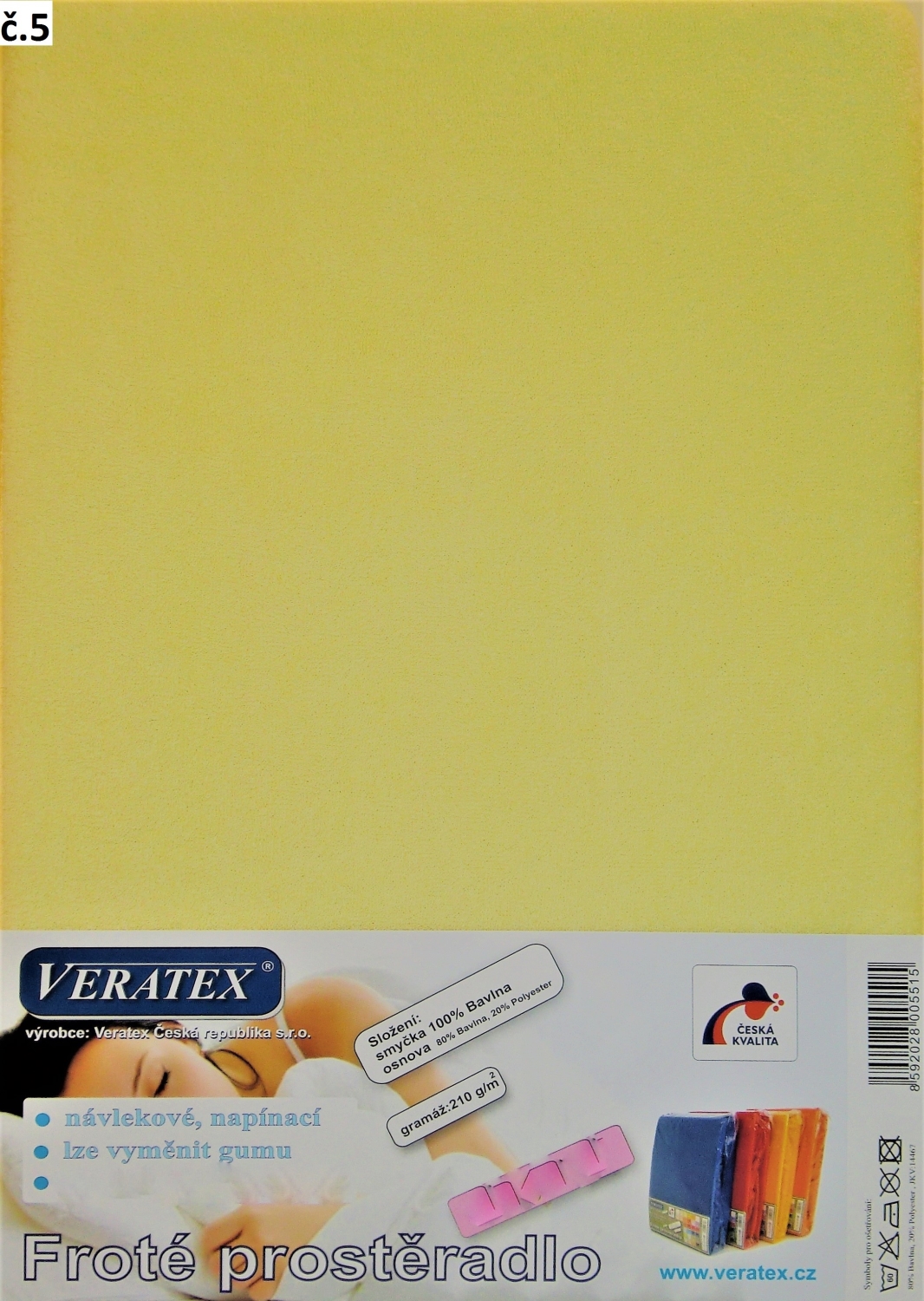 Veratex Froté prostěradlo 160x200 cm (č.5- sv.žlutá)