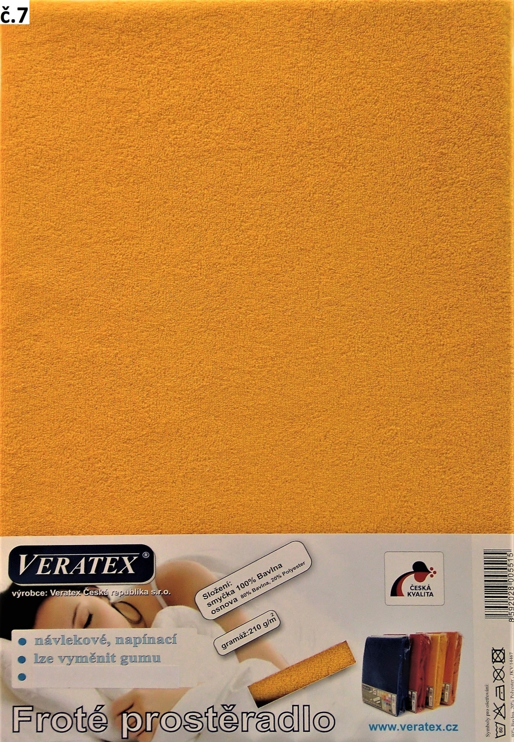 Veratex Froté prostěradlo 80x220/16 cm (č. 7-sytě žlutá)