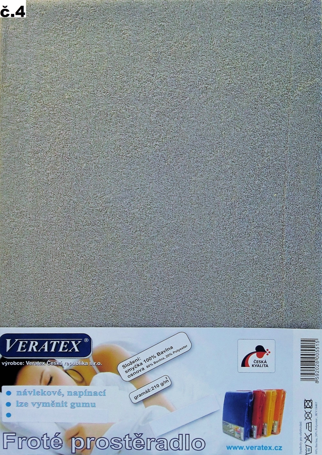 Veratex Froté prostěradlo 130x200/16 cm (č. 4-šedá)