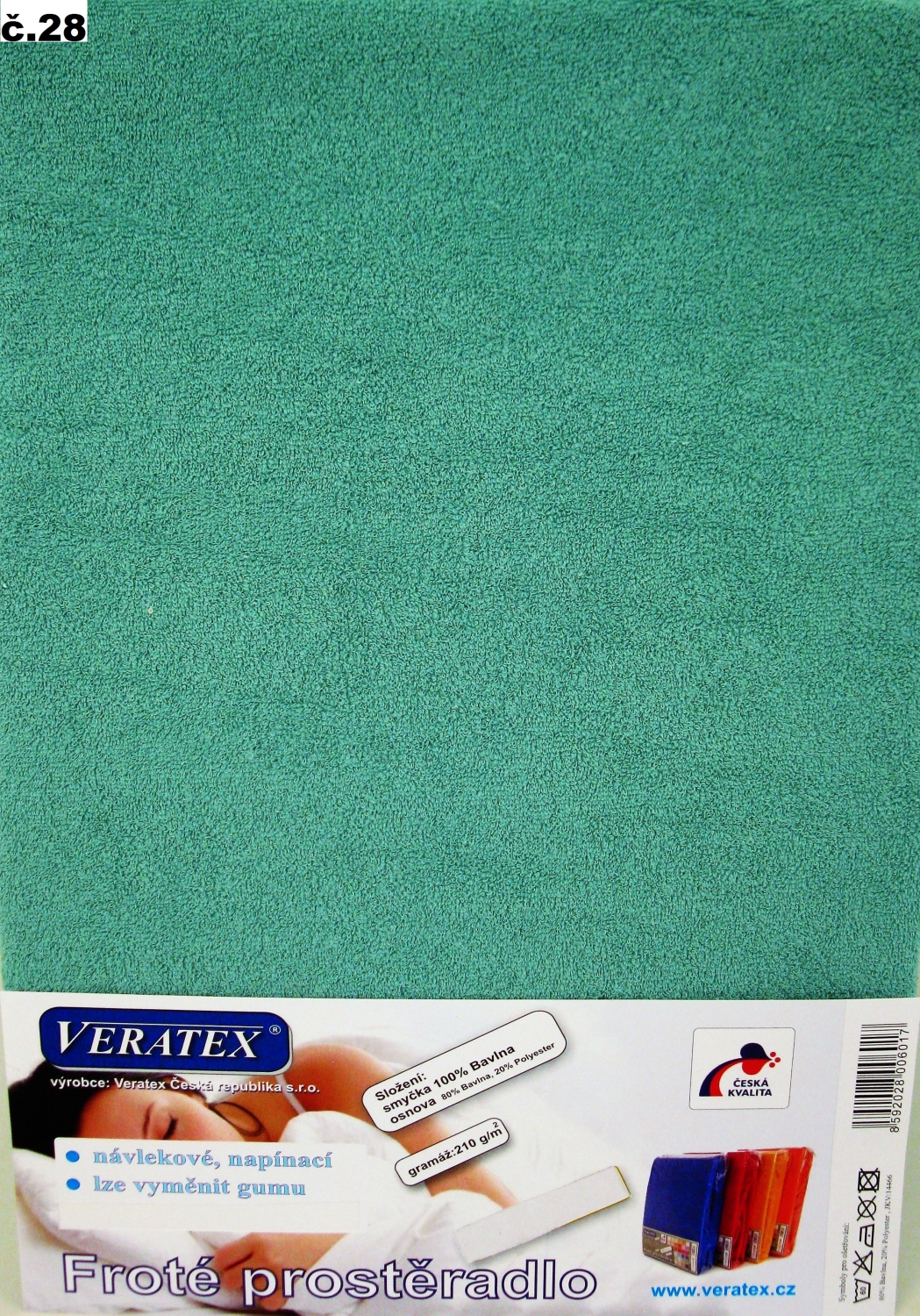 Veratex Froté prostěradlo jednolůžko 90x200/16 cm (č.28-tm.zelená)