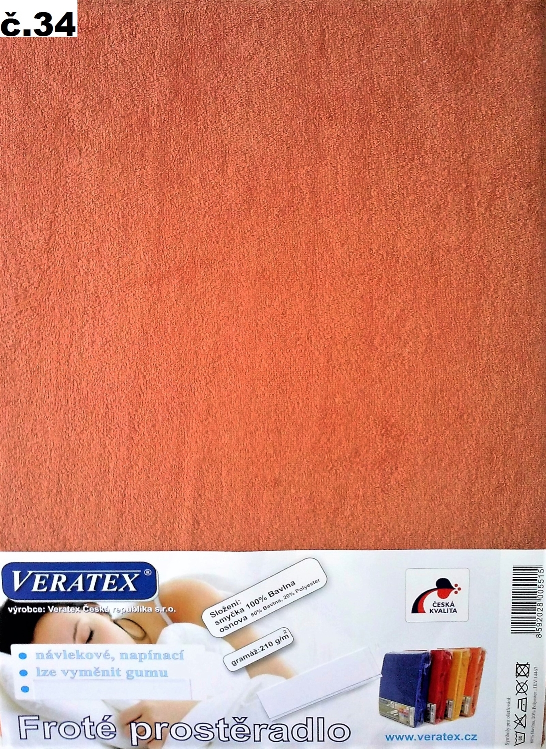 Veratex Froté prostěradlo jednolůžko 90x200/16cm (č.34-sv.rezavá)