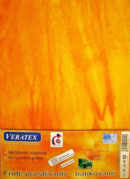 Veratex Froté prostěradlo batika 90x200/25 cm sytě žlutá batika 90 x 200 x 25 cm