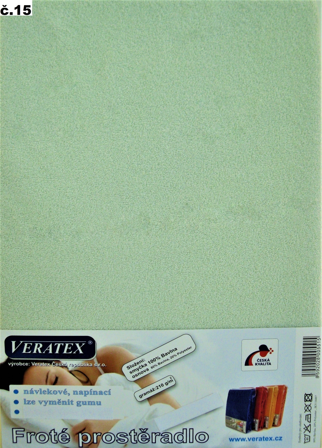 Veratex Froté prostěradlo jednolůžko 100x200/25cm (č.15 sv.zelené)