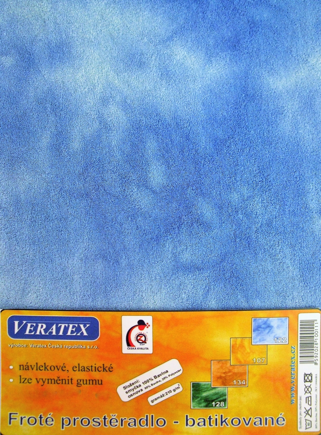 Veratex Froté prostěradlo batika 140x200/16 cm (122-stř.modrá bat.) 140 x 200 cm
