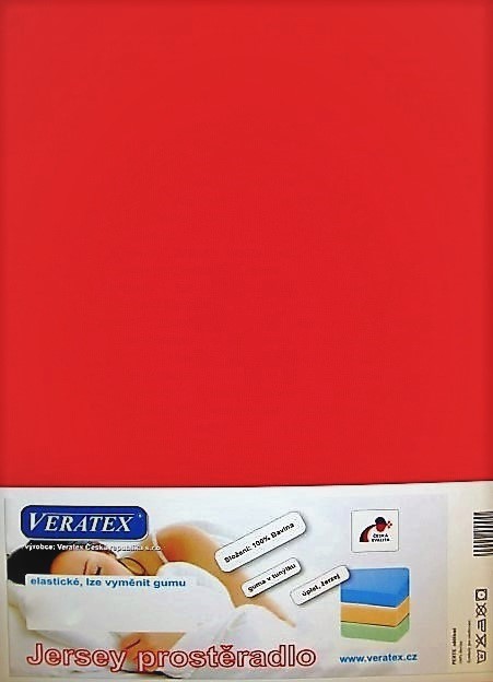 Veratex Jersey prostěradlo 100x220/15 cm (č.18-červená) 100 x 220 cm