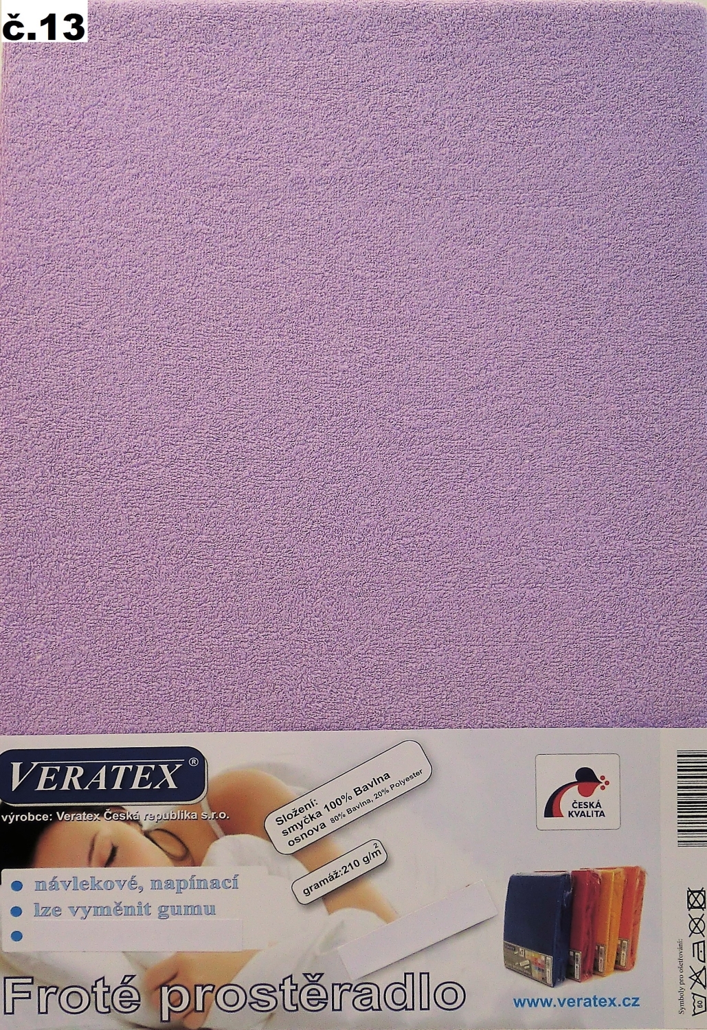 Veratex Froté prostěradlo jednolůžko 90x200/20cm (č.13-fialková)
