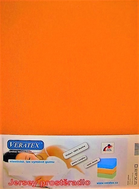 Veratex Jersey prostěradlo jednolůžko 90x200/25 cm (č.23-oranžová) 90 x 200 x 25 cm